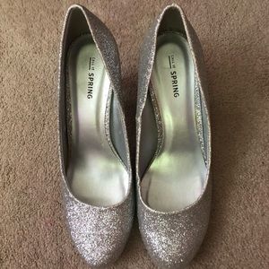Call It Spring Silver Glitter Heels